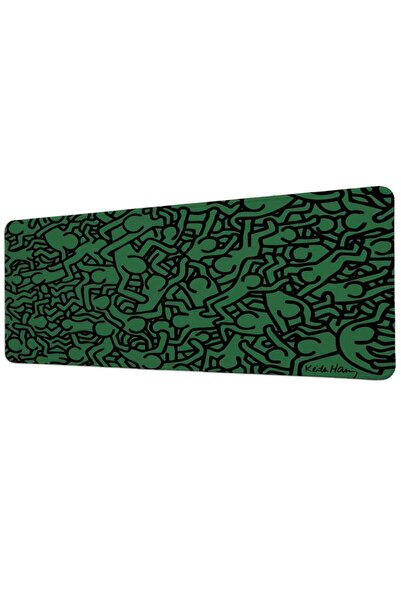 gxe.art Figuri umane abstracte verde și negru 40x90 cm Mousepad pentru jucăto...