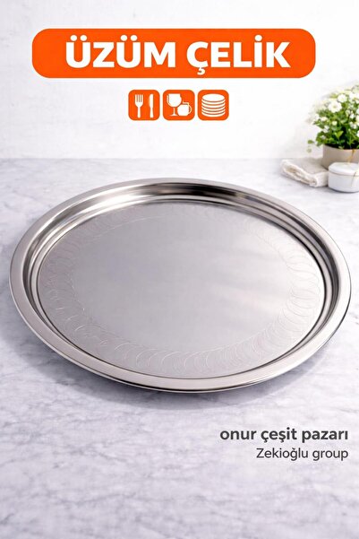 Muhtelif Steel Tray No:12 Steel Tray Food Tray Stainless Steel Tray Round