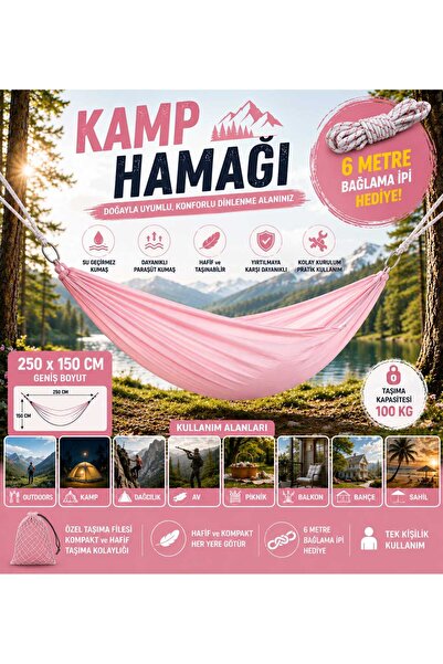 ASG KUMAŞ KAMP HAMAĞI 6 METRE BAĞLAMA İPİ HEDİYE 100 KG TAŞIMA KAPASİTESİ 250...