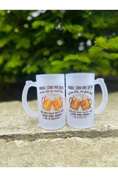 Arka9 Set halbe personalizate pentru Nașu și Finu – 500 ml, sticlă sablată