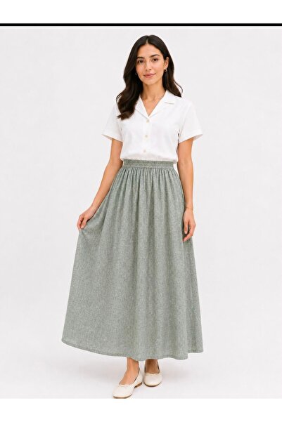 Azda Skirt, Linen Fabric. Full Length Skirt.