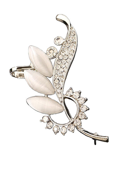 VeeShop Εντυπωσιακό σκουλαρίκι ear cuff, με μακρόστενους αδιαφανείς λευκούς κ...