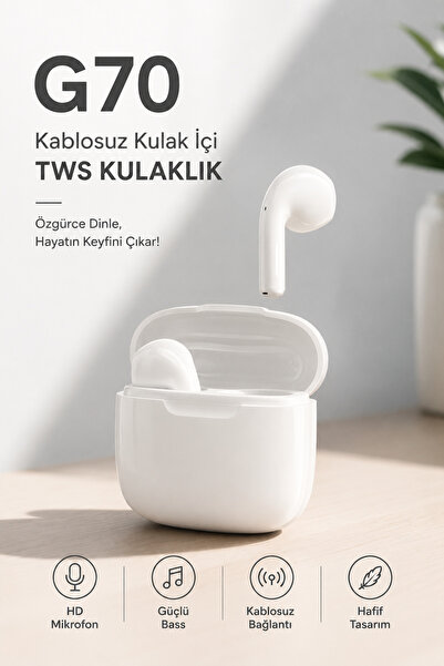 Yenilig G70 Bluetooth Kulaklık Kulak İçi TWS Kablosuz Kulaklık | HD Mikrofon ...