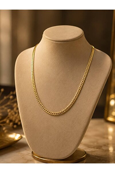 CMJEWELRY Kararmaz Çelik Unisex Klasik Kalın Yassı Zincir Kolye