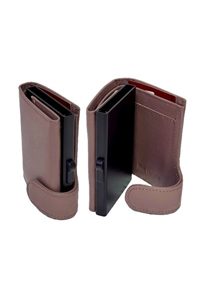 HASSION Unisex genuine Leather Card Holder , 9x7x2cm, Cappucinno