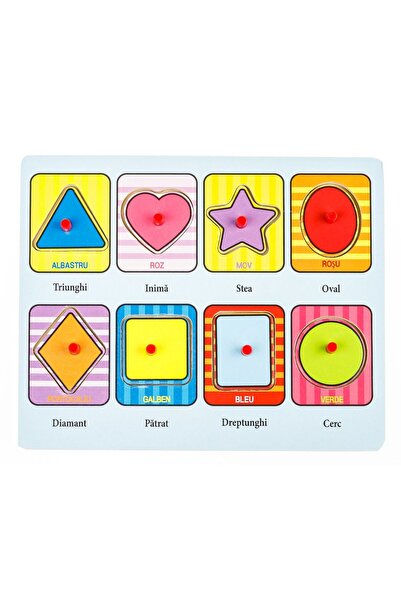 OEM Puzzle educativ din lemn cu culori și forme, 8 piese