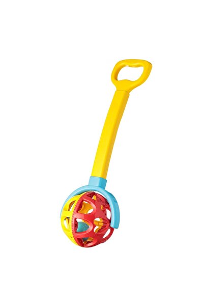 OEM Jucărie cărucior cu roți și mâner extensibil - Galben/Roșu, 61cm