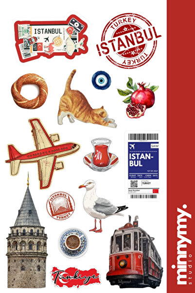 Minnymy İstanbul Collection Sticker, Çıkartma, Ajanda, Günlük, Planlayıcı, Bu...
