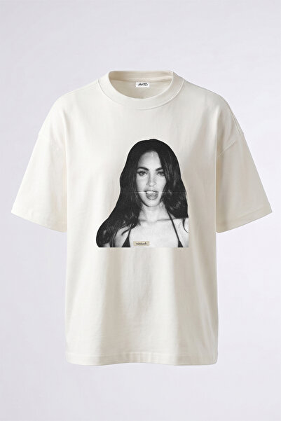 Anetos Megan Fox dizajn, štampana oversize bela majica