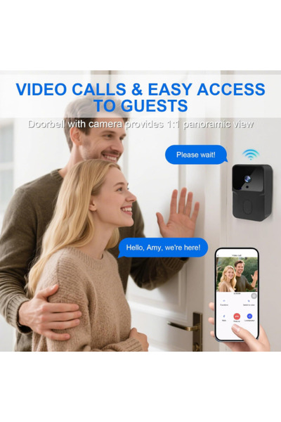 OEM Sonerie video smart wireless, cu cameră, interfon, vedere nocturnă, apel video pe telefon, 38 melodii, sonerie inclusă- negru