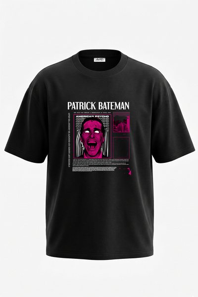 Anetos Patrick Bateman Psycho Design T-shirt sa štampanjem, velika crna majica