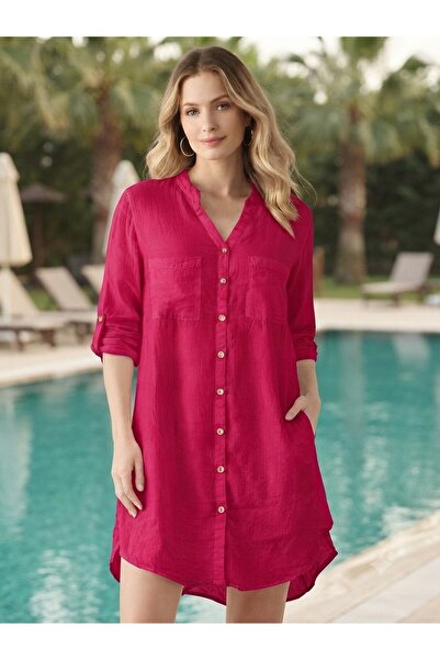 MELTEM COLLECTION Muslin Pareo with Pocket Detail and Buttons