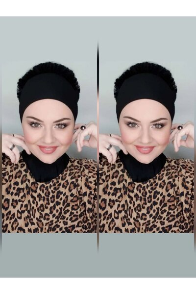 FLORA TEKSTİL Hijab Ruffled Bonnet Bun Shawl Bon23502 - Tr