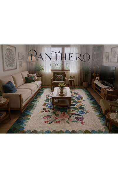 Panthero Home Renkli Çiçek Bahçesi Desenli Kaymaz Taban Süngerli Yıkanabilir ...
