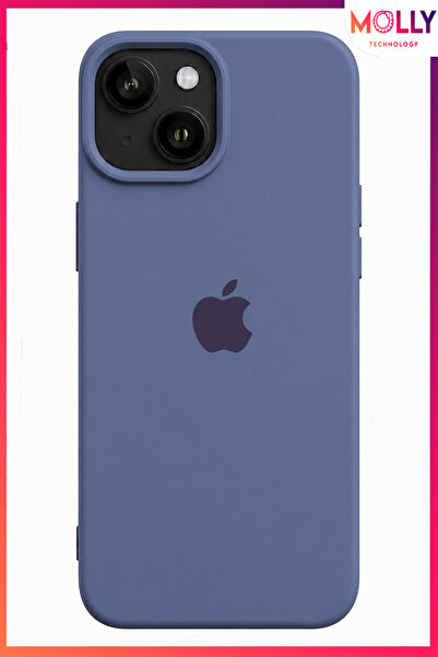 Molly iPhone 15 İçin Kot Mavisi Lansman İçi Kadife Mat Silikon Kılıf