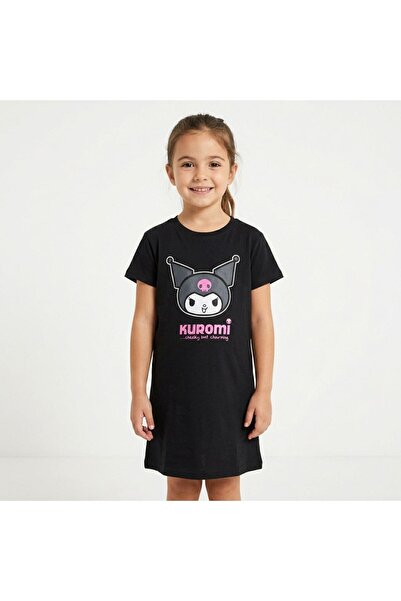 OEM Cămașă de noapte copii din bumbac, model Kuromi, negru, 11-12 ani – moale...