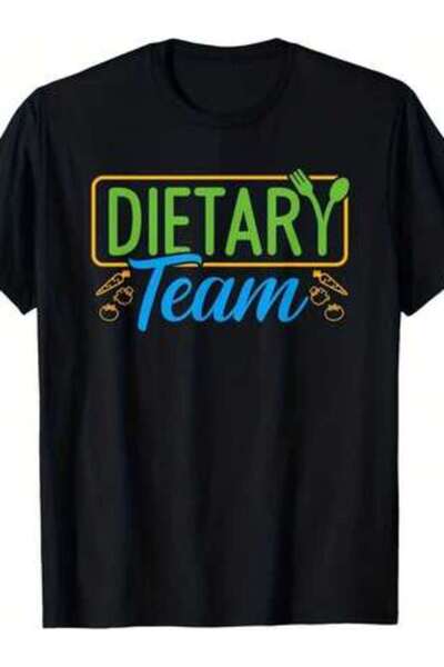 23ERVA Dietary T-Shirt Black Tee With Bold "Dietary Team" Text Sizes S-XXXL I...