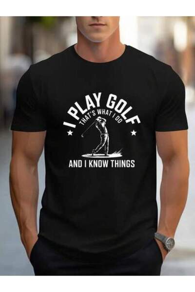 KYMC07 تي شيرت رجالي مطبوع عليه "Play Golf, That's What Do, And I Know A Lot ...