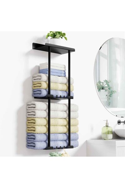 YESMAX Towel Rack, Bathroom Towel Rack Wall Mounted Towel Organizer with Shel...