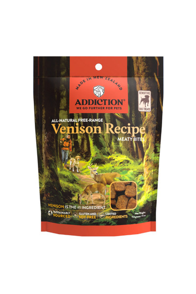 Addiction Venison Meaty Bites Limited Ingredients Grain-Free Dog Treats 4OZ