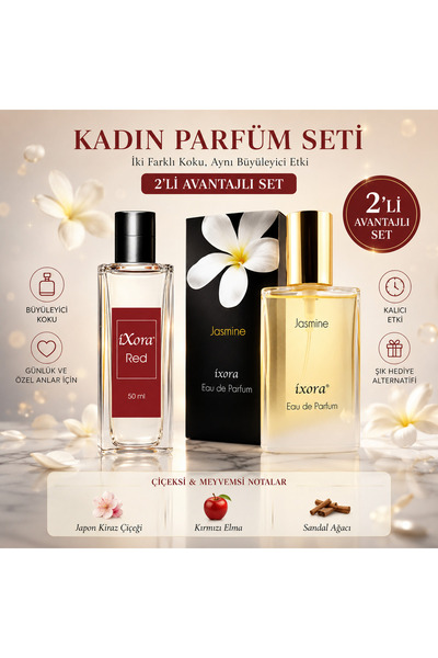 ixora Kadın Parfüm Seti 2x50 ml | Red & Jasmine Eau de Parfum 2'li Avantajlı ...