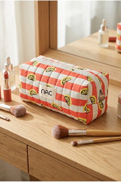 NAC STORE Lemon Pattern Large Volume Travel and Daily Use Makeup Bag