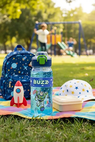 Miniso Disney Pixar Toy Story Lisanslı Buzz Lightyear Pipetli Plastik Şişe 80...