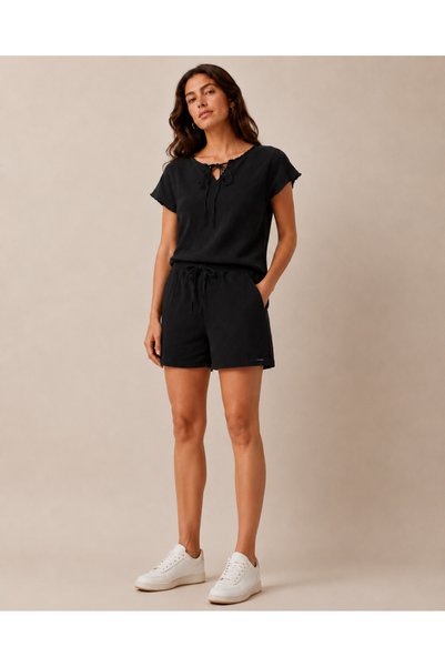 just wear zt Women's Tie-Detail Blouse Shorts Set