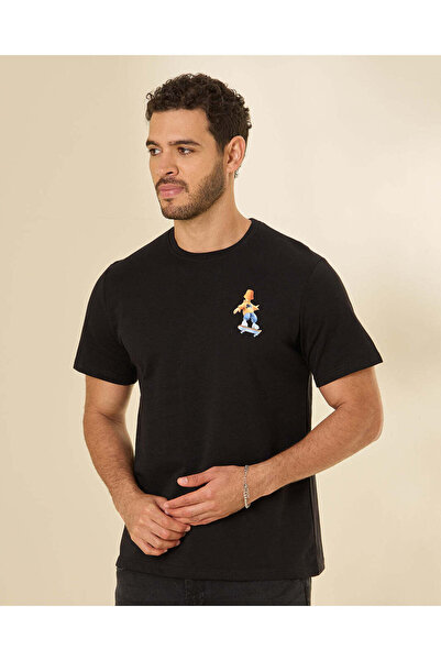 REDTAG Men Black Yosemite Printed T Shirt