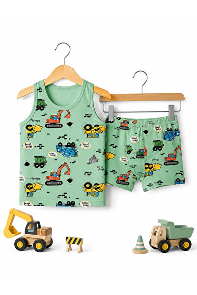 elmas kids Boy's Cotton Work Machine Patterned Athlete Boxer Set