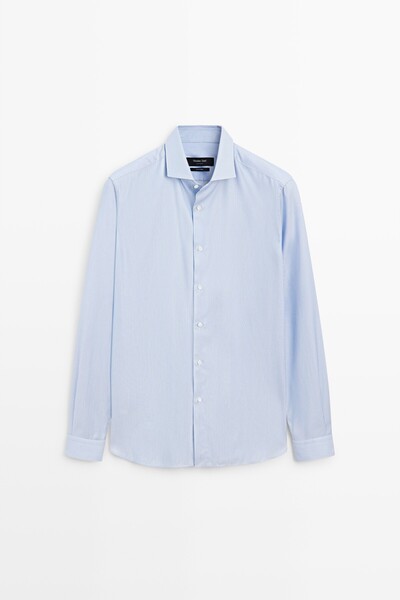 Massimo Dutti %100 Pamuklu Çizgili Slim Fit Gömlek