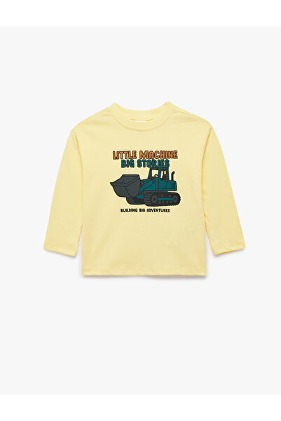 Koton Cotton Long Sleeve Crew Neck Printed Oversized T-Shirt
