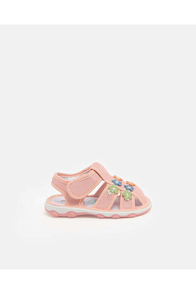 REDTAG Infant Girls Pale Pink Floral Flat Sandals