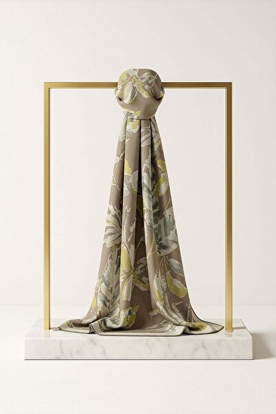 Çağrı İpek Floral Patterned Cotton Silk Shawl Dg13987-10