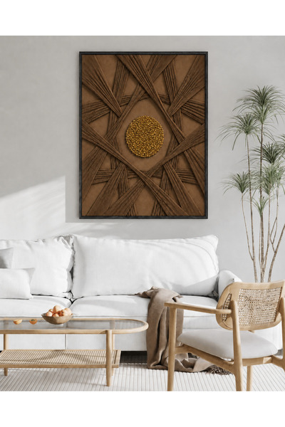 Ghaith Store Luxury Abstract Canvas Painting with Gold Accent Center Piece - ...
