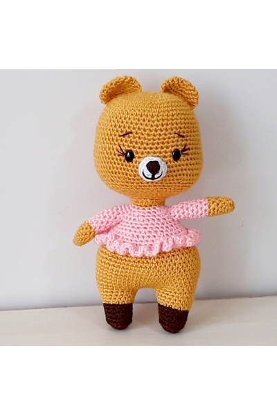 nildamigurumi Amigurumi Knitted Teddy Bear Girl Mustard Yellow