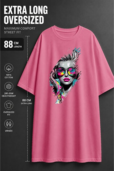 classy moda Unisex Εξαιρετικά Μακρύ Oversized Γυναικείο T-Shirt με στάμπα και...