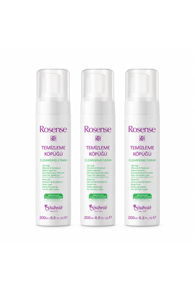 Rosense Temizleme Köpüğü 200 ml x 3'lü Set | Gül Yağlı, Sabun İçermeyen, B5 V...