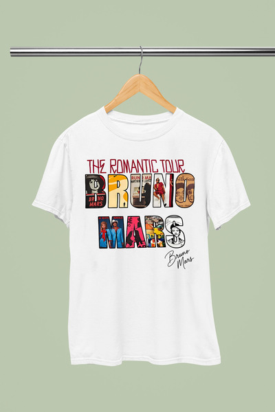 MAGORS TRICOU BRUNO MARS DIN BUMBAC CU IMPRIMEU, CU GULER ROTUND, CU MÂNECĂ S...