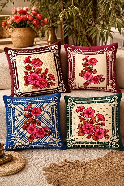 EVPANYA Violet Patterned 4-Piece Throw Pillow Cover Set