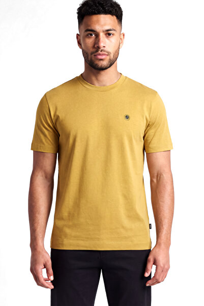 BOSS Men's 100% Cotton Round Neck Short Sleeve Yellow T-Shirt
