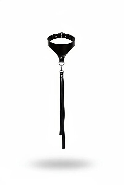 Angels Passion Black Choker Leather Long Detailed Choker