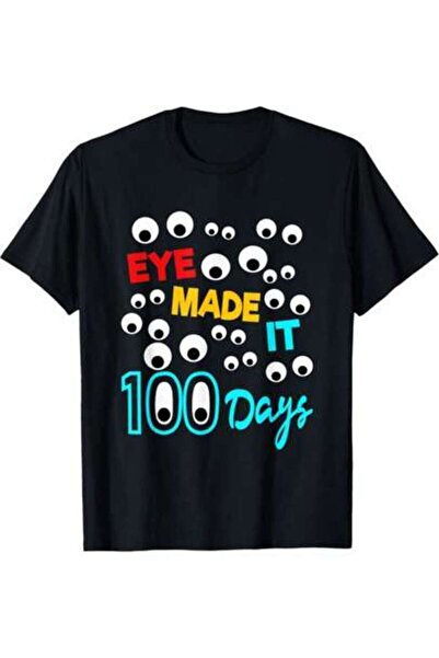 9TAY Made It Days Of School T-Shirt Colorful Eye Print Design, Loose Fit Roun...