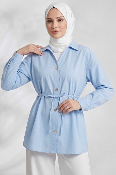 TOFİSA Pile Detaylı Tunik Bebe Mavi - 28724-BEBE-MAVI