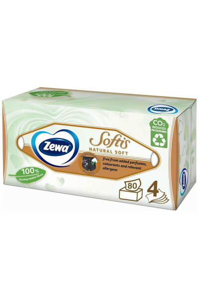Zewa Μαλακά Χαρτομάντιλα Softis 80 Τεμάχια 4-φυλλα (1 Κουτί)