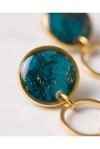 Dodemert Home Nox Blue Gold Sequential Polymer Clay & Epoxy Handmade Earrings