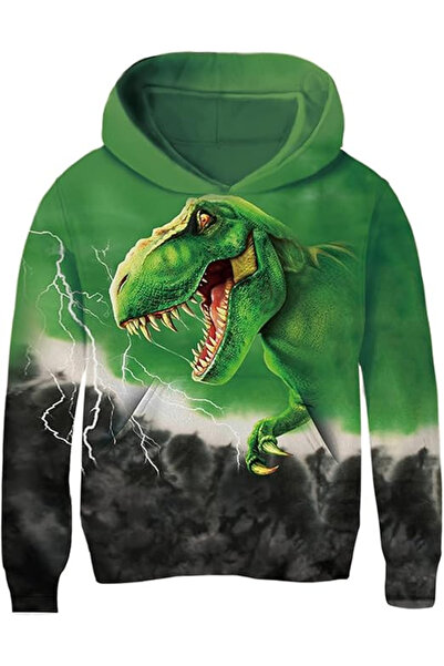 OEM Hanorac larg pentru copii, cu mâneci lungi, verde, cu model 3D și glugă, ...