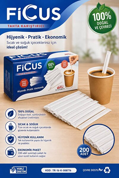 KAĞIT SARGILI TAHTA KARIŞTIRICI 14 CM 200 'LÜ 2 PAKET