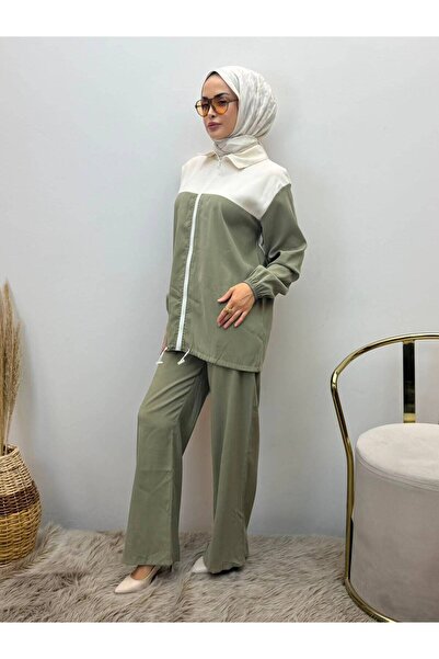 JOOQSTORE Women's Zippered Double Set Comfortable Cut Hijab Tracksuit Set
