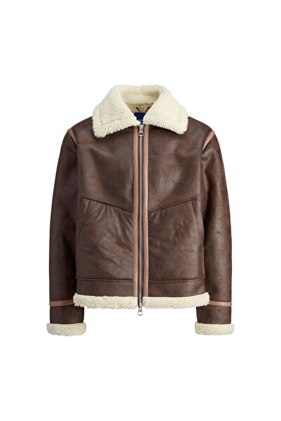 Jack & Jones Geacă bărbătească Jack Jones din imitație de piele 12282948 Maro